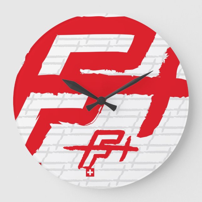 Your initial letter F, letter SUISSE v TRACE Large Clock (Front)