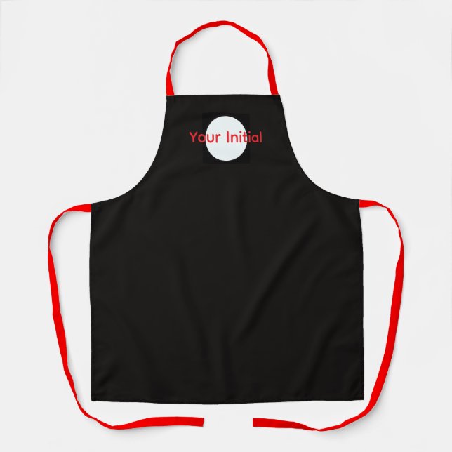 Your Initial Monogram Black Apron (Front)