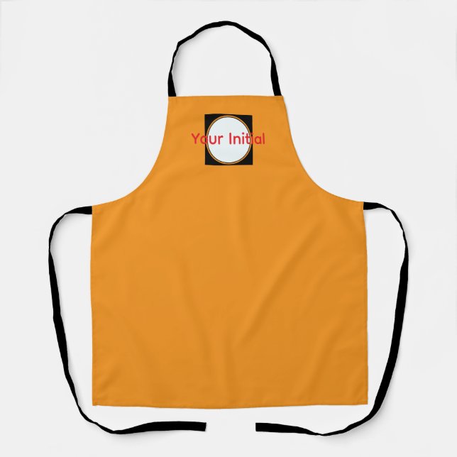 Your Initial Monogram Orange  Apron (Front)