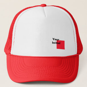 Your Initial Monogram Red Trucker Hat