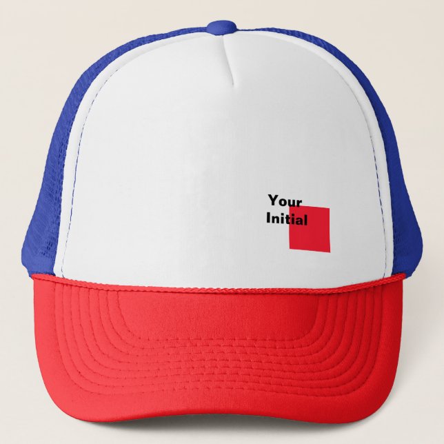 Your Initial Monogram Red White Blue  Trucker Hat (Front)