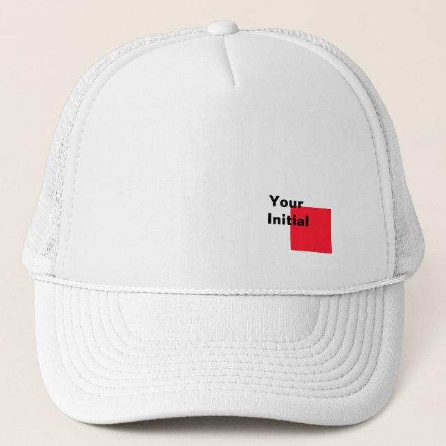Your Initial Monogram White  Trucker Hat (Front)