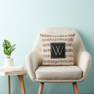 Your Initial Musical Notes Cushion
