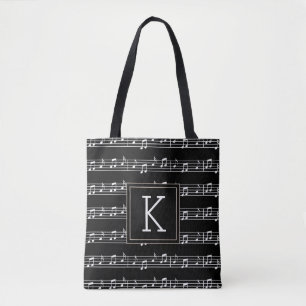 Your Initial Musical Notes Tote Bag