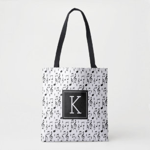Your Initial Musical Notes Tote Bag