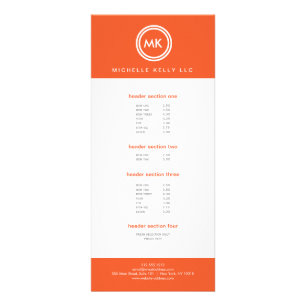 YOUR INITIALS LOGO on ORANGE No. 2 Rack Card