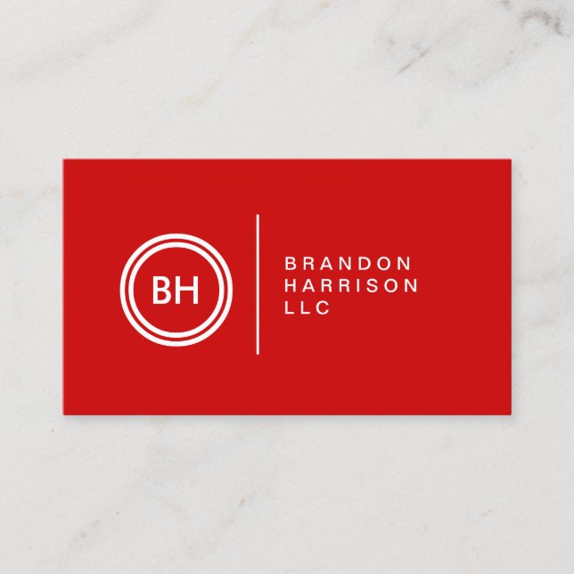 YOUR INITIALS LOGO on RED No. 2 Business Card (Front)