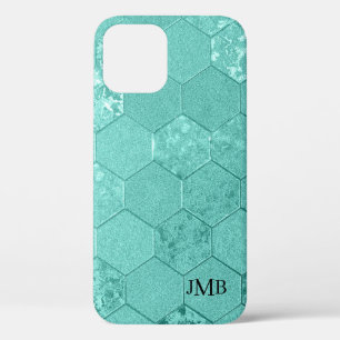 Your Initials Mint Green Geometric Case-Mate iPhon iPhone 12 Case