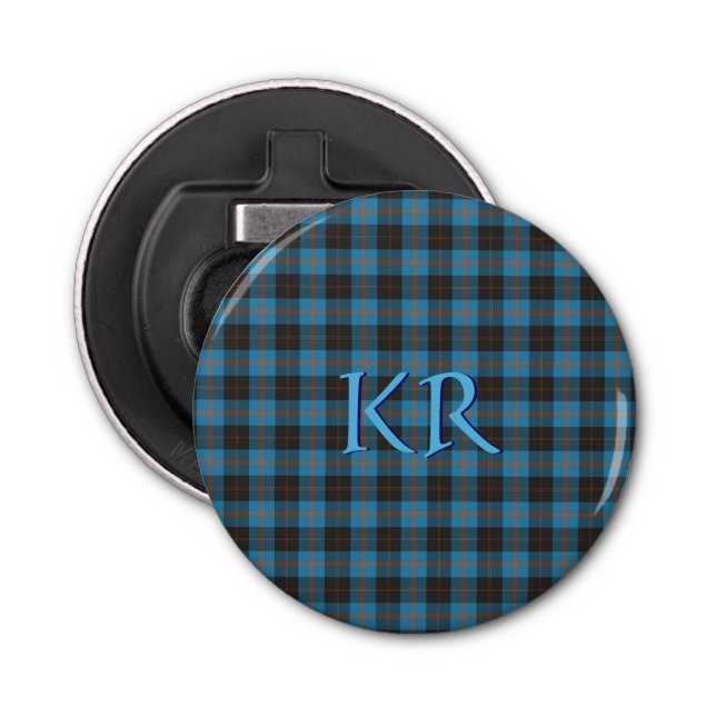 Your initials on Angus District Ancient tartan Bottle Opener (Front)