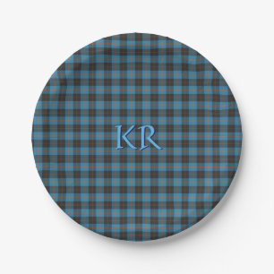 Your initials on Angus District Ancient tartan Paper Plate