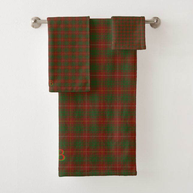Your initials on Bruce Clan tartan Bath Towel Set (Insitu)
