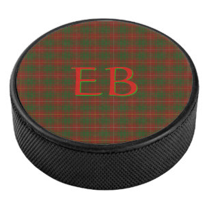 Your initials on Bruce Clan tartan Hockey Puck