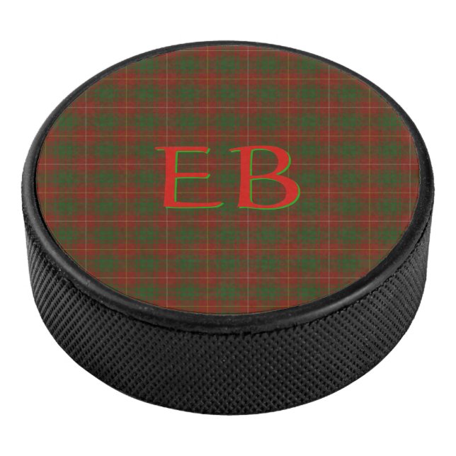 Your initials on Bruce Clan tartan Hockey Puck (3/4)