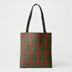 Your initials on Bruce Clan tartan Tote Bag