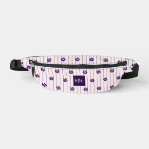 Your Initials Violet & Blush Stripes Purple Blooms Bum Bags