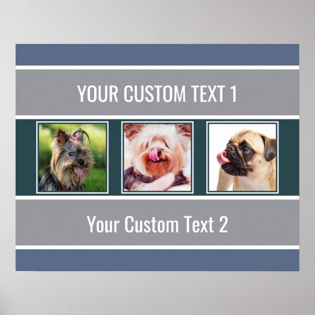 YOUR Instagram Photos & Text Striped Poster (Front)