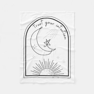 Your Intuition Boho Stars Moon Abstract Line Art T Fleece Blanket