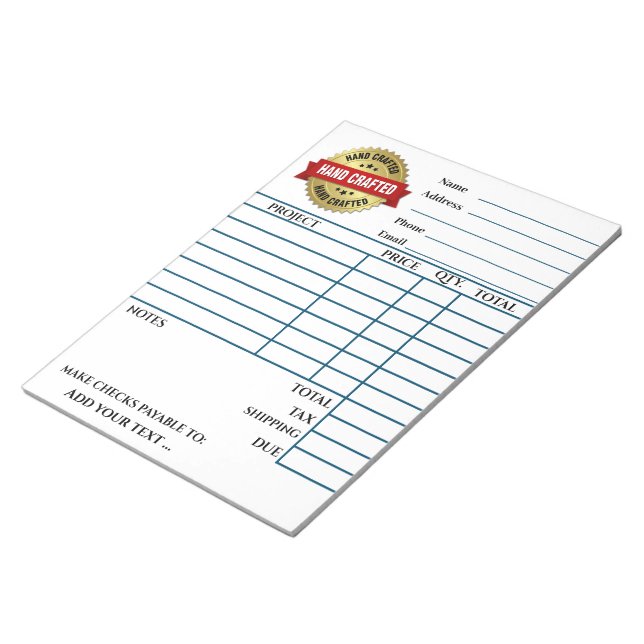Your Invoice Notepad (Angled)
