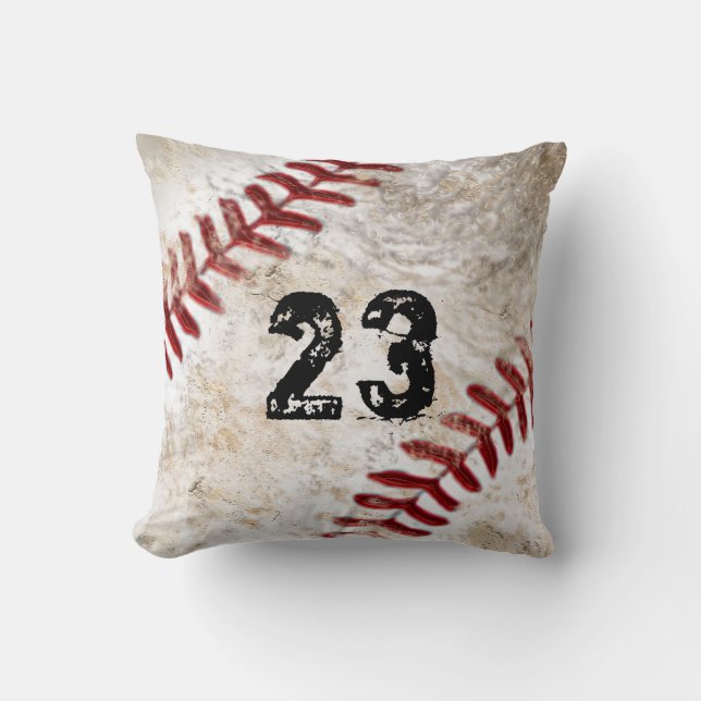Your Jersey Number, Monogram Dirty Baseball Pillow (Front)