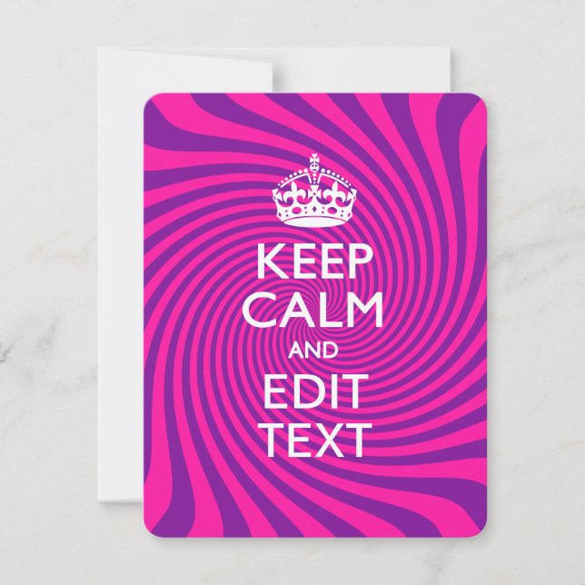 Your Keep Calm Saying on Hot Pink Swirl (Front)