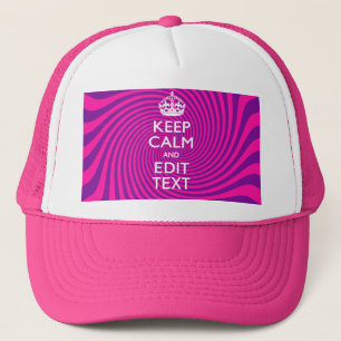 Your Keep Calm Saying on Hot Pink Swirl Trucker Hat