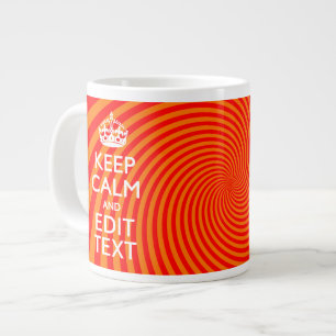 Your Keep Calm Saying on Vibrant Orange Swirl Large Coffee Mug