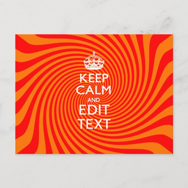Your Keep Calm Saying on Vibrant Orange Swirl Postcard (Front)