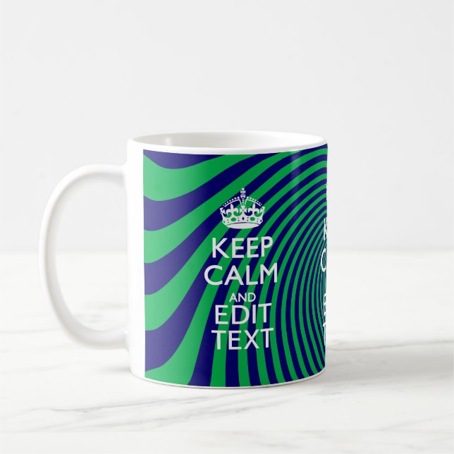 Your Keep Calm Text in Blue Green Swirl Decor Coffee Mug (Left)
