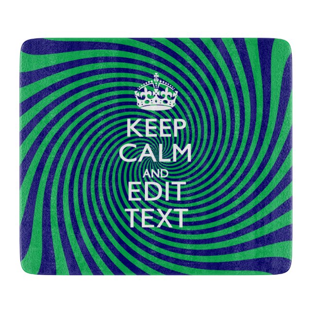Your Keep Calm Text in Blue Green Swirl Decor Cutting Board (Front)