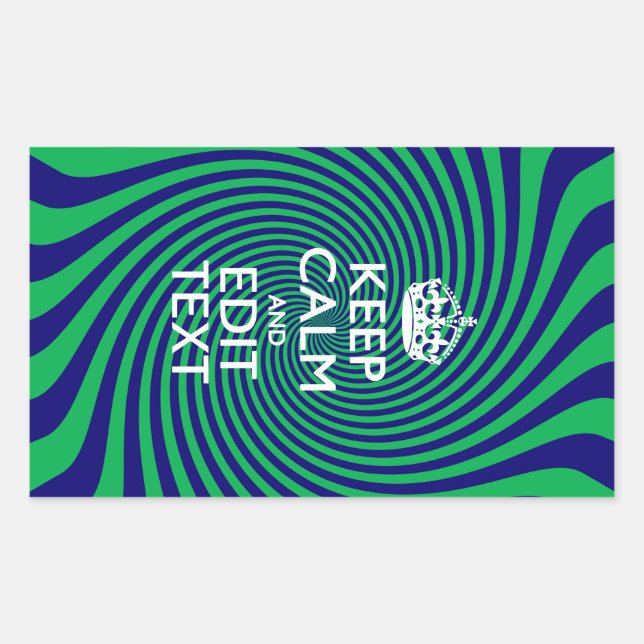 Your Keep Calm Text on a vibrant swirl graphic Rectangular Sticker (Front)