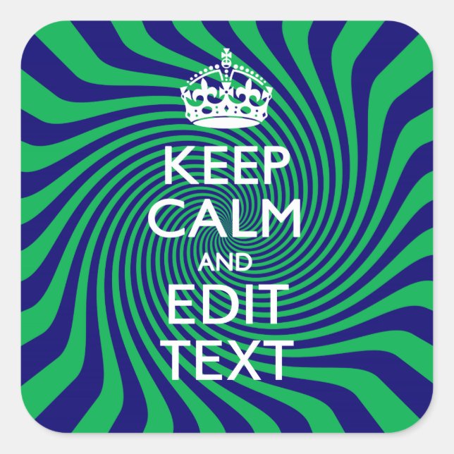 Your Keep Calm Text on a vibrant swirl graphic Square Sticker (Front)