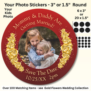 Your Kids Photo Mom Dad Getting Married Classic Round Sticker