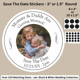 Your Kids Photo Mum Dad Getting Married   Classic Round Sticker