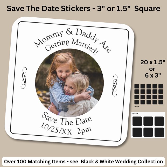Your Kids Photo Mum Dad Getting Married   Square Sticker (Creator Uploaded)