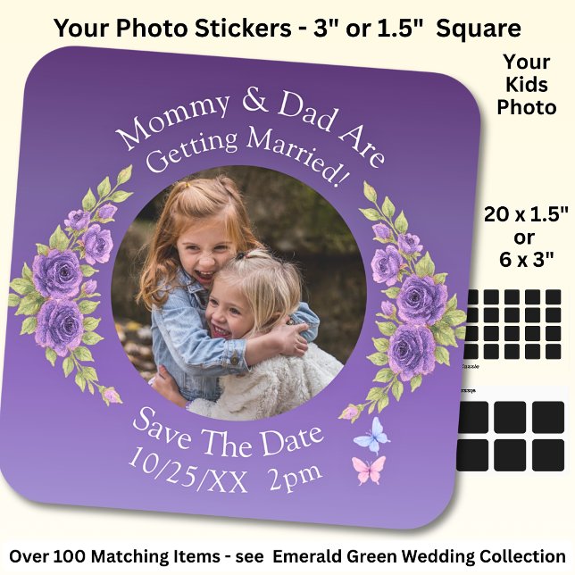 Your Kids Photo Mum Dad Getting Married   Square Sticker (Creator Uploaded)
