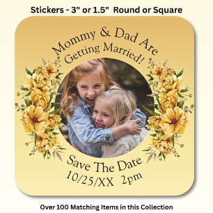 Your Kids Photo Mum Dad Getting Married   Square Sticker