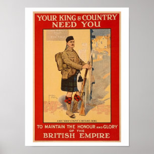 Your King and Country Need You, British Empire Poster