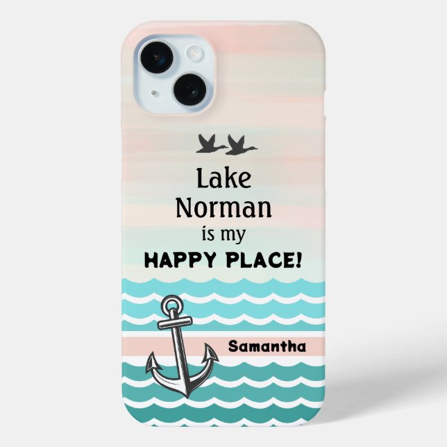Your Lake & Your Name Personalised Happy Place Case-Mate iPhone Case (Back)