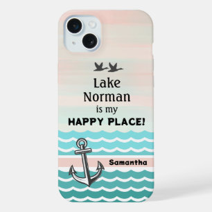 Your Lake & Your Name Personalised Happy Place iPhone 15 Plus Case