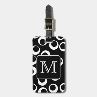Your Letter. Black and White Monogram. Fun Pattern Luggage Tag