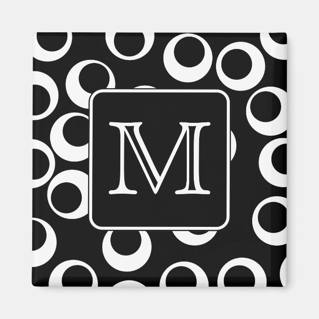 Your Letter. Black and White Monogram. Fun Pattern Magnet (Front)