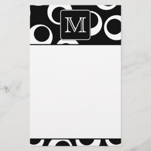Your Letter. Black and White Monogram. Fun Pattern Stationery