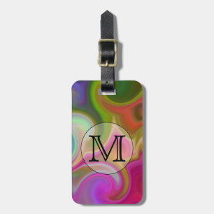 Your Letter, Colourful Swirls and Custom Monogram. Luggage Tag