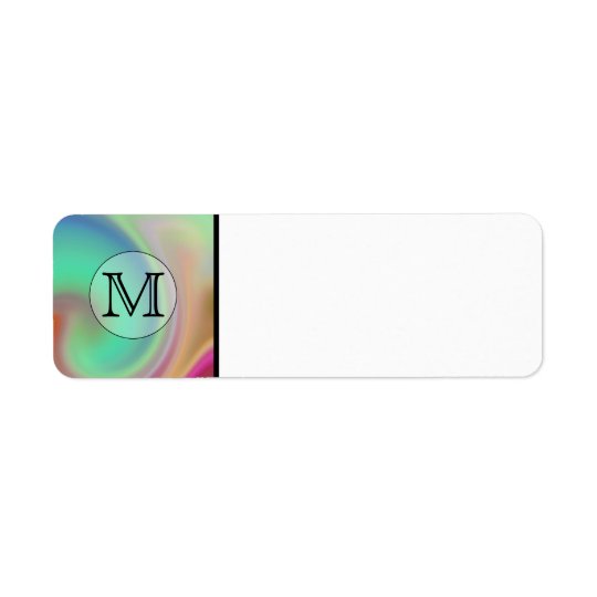 Your Letter, Colourful Swirls and Custom Monogram. Return Address Label
