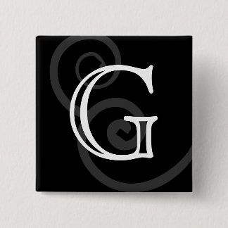 Your Letter. Custom Black / White Swirl Monogram. 15 Cm Square Badge