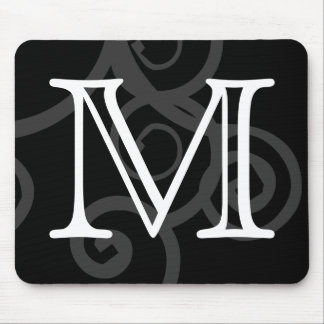 Your Letter. Custom Black / White Swirl Monogram. Mouse Mat