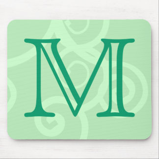 Your Letter. Custom Green Swirl Monogram. Mouse Mat