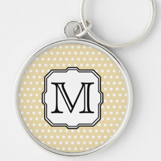 Your Letter. Custom Monogram. Beige Polka Dot. Key Ring
