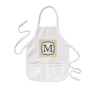 Your Letter. Custom Monogram. Beige Polka Dot. Kids Apron