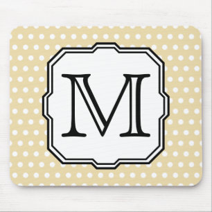 Your Letter. Custom Monogram. Beige Polka Dot. Mouse Mat